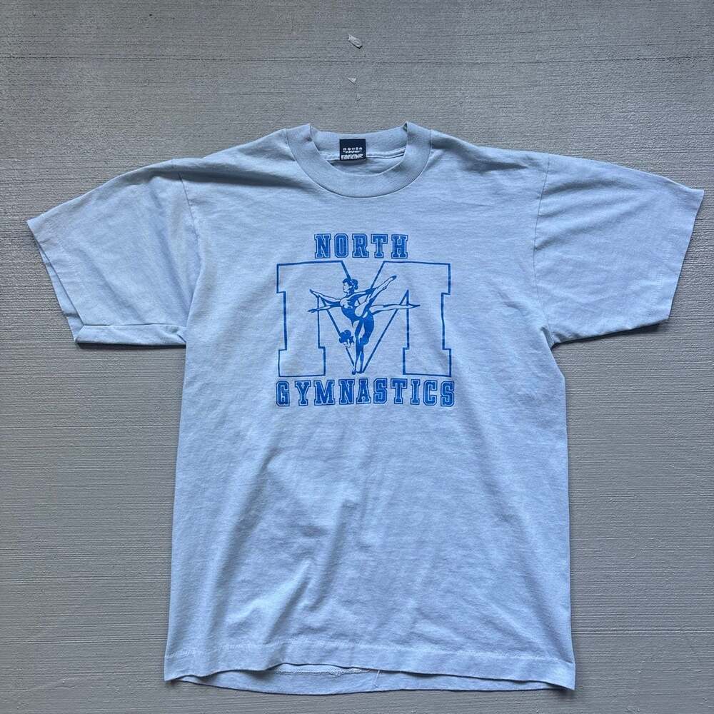 Vintage North Gymnastics Graphic T-Shirt Screen Stars Best Made in USA